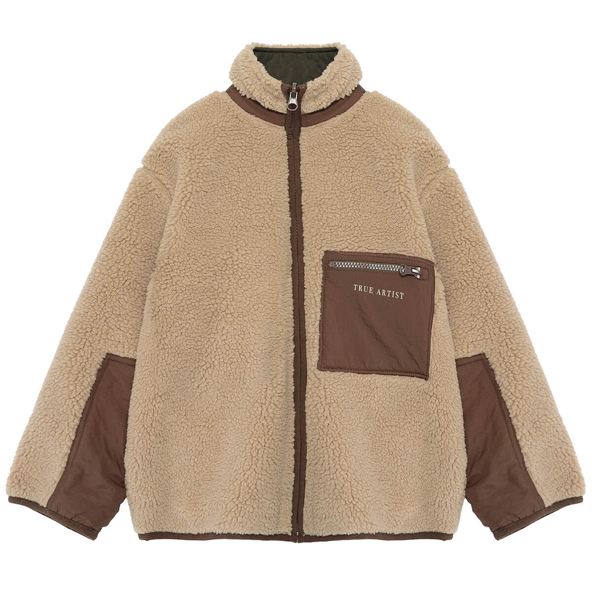 Veste réversible en polyester recyclé uni marron Sporty Otter avec deux options de style pour les enfants de 1 à 13 ans