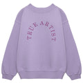Sweat-shirt ample en coton biologique lilas lavande avec broderie contrastante et col et poignets côtelés pour enfants de 1 à 13 ans