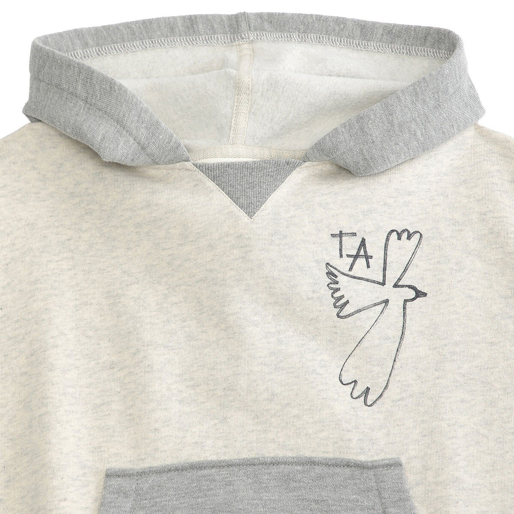 Sweat à capuche en molleton gris chiné décontracté en coton biologique avec poche kangourou pour enfants de 1 à 13 ans