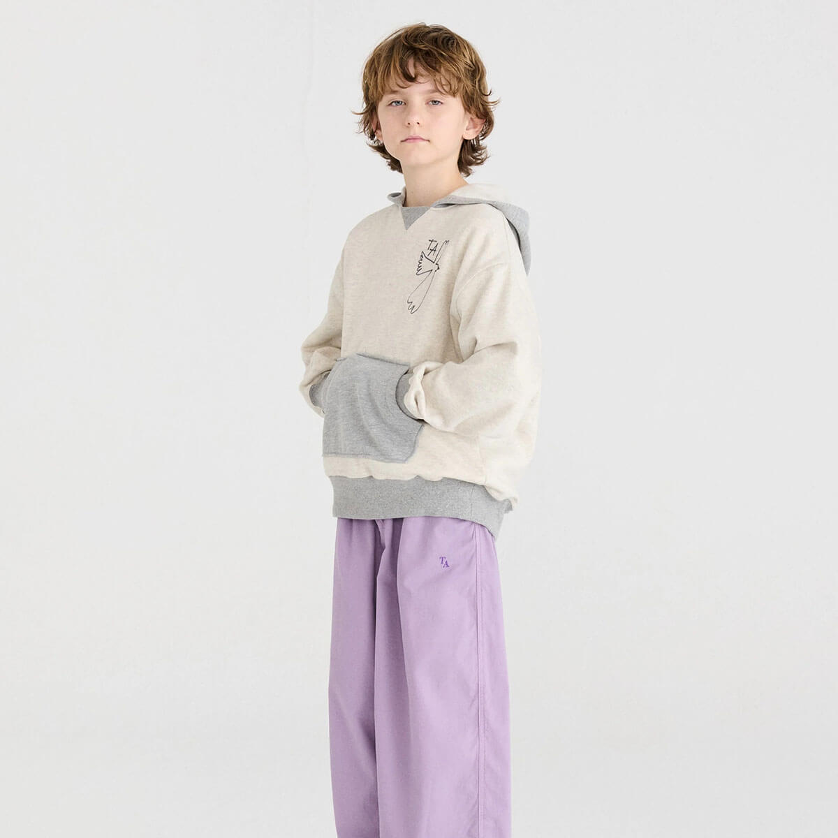 Sweat à capuche en molleton gris chiné décontracté en coton biologique avec poche kangourou pour enfants de 1 à 13 ans