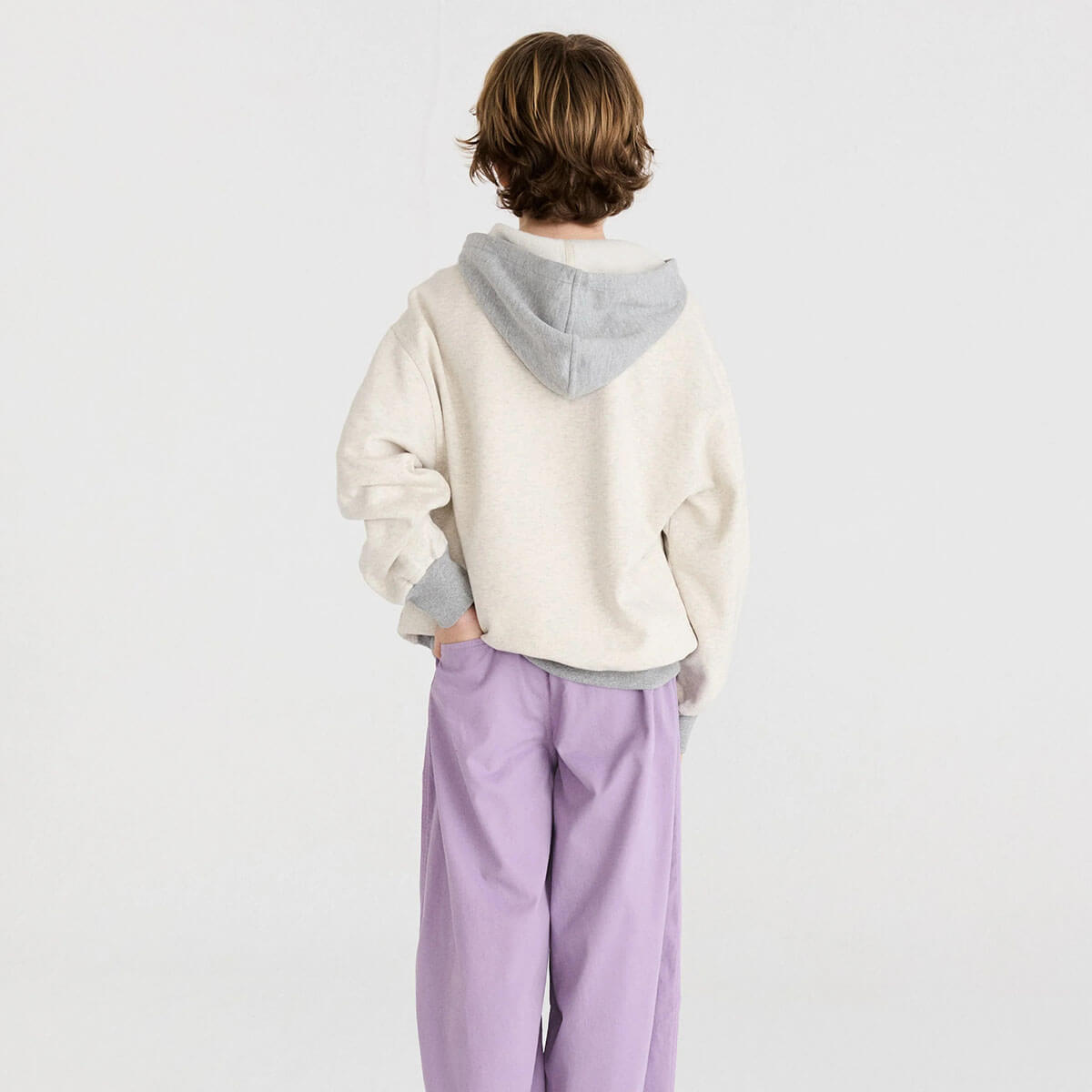 Sweat à capuche en molleton gris chiné décontracté en coton biologique avec poche kangourou pour enfants de 1 à 13 ans
