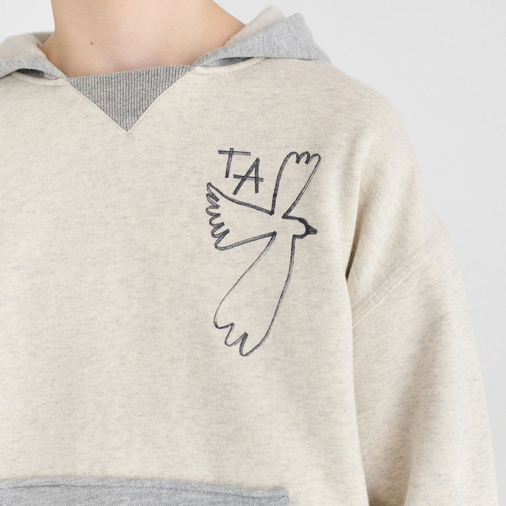 Sweat à capuche en molleton gris chiné décontracté en coton biologique avec poche kangourou pour enfants de 1 à 13 ans