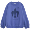 Sweat-shirt décontracté en coton biologique bleu Skipper à imprimé graphique avec épaules tombantes pour enfant de 1 à 13 ans