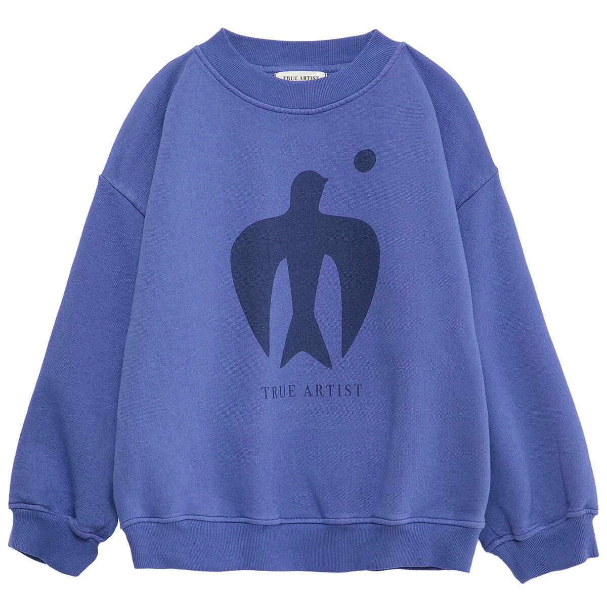 Sweat-shirt décontracté en coton biologique bleu Skipper à imprimé graphique avec épaules tombantes pour enfant de 1 à 13 ans