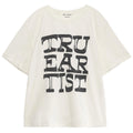 T-shirt en coton biologique blanc cassé à imprimé graphique décontracté avec coupe droite et épaules tombantes pour enfants de 1 à 13 ans