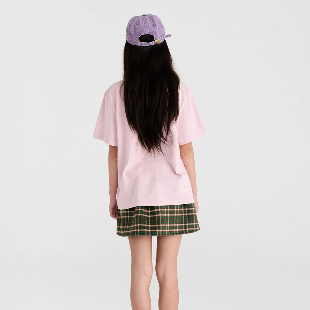 T-shirt décontracté en coton biologique couleur lilas clair à imprimé graphique, coupe droite et épaules tombantes, pour enfants de 1 à 13 ans