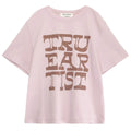 T-shirt décontracté en coton biologique couleur lilas clair à imprimé graphique, coupe droite et épaules tombantes, pour enfants de 1 à 13 ans