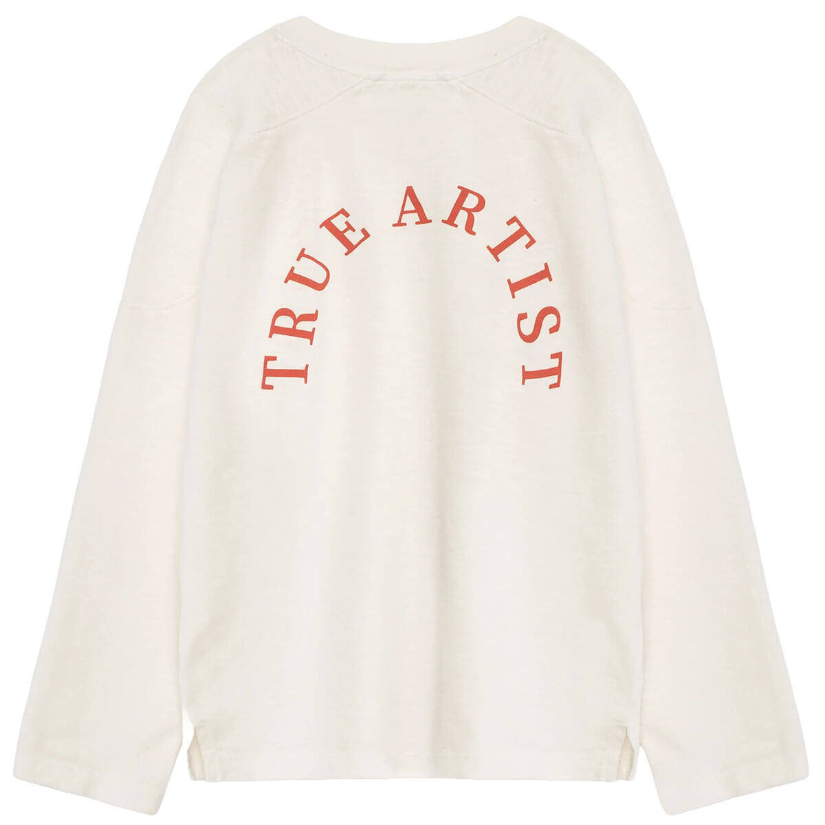 T-shirt décontracté en coton biologique blanc cassé à imprimé graphique avec col rond et épaules tombantes pour enfants de 1 à 13 ans