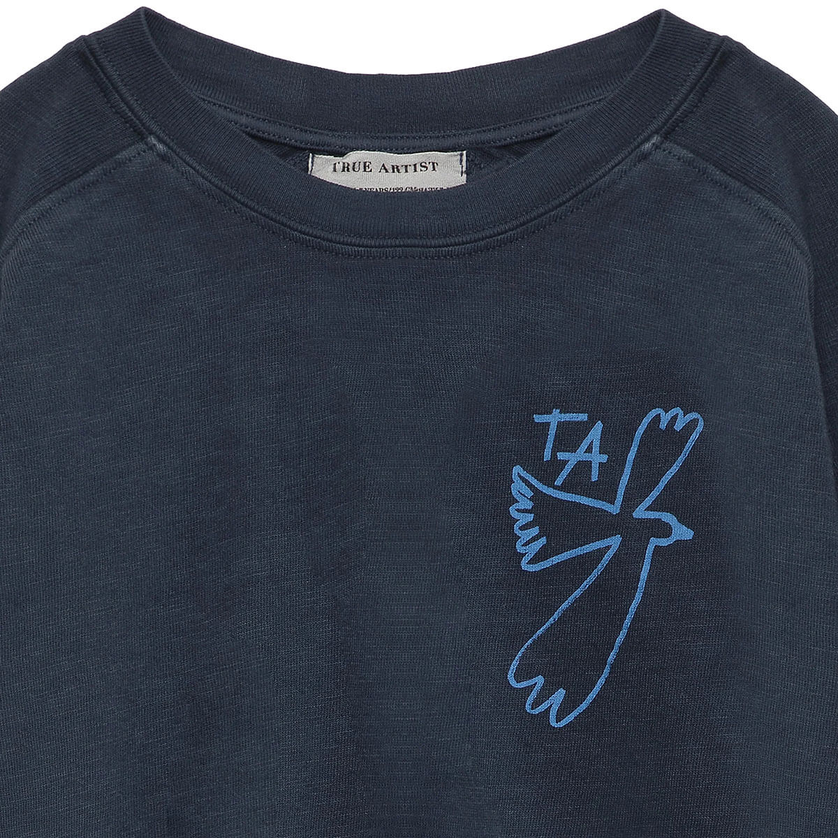 T-Shirt Relaxed En Coton Biologique Bleu Nuit Imprimé Graphique Avec Col Rond Et Épaules Tombantes Pour Enfants De 1 À 13 Ans