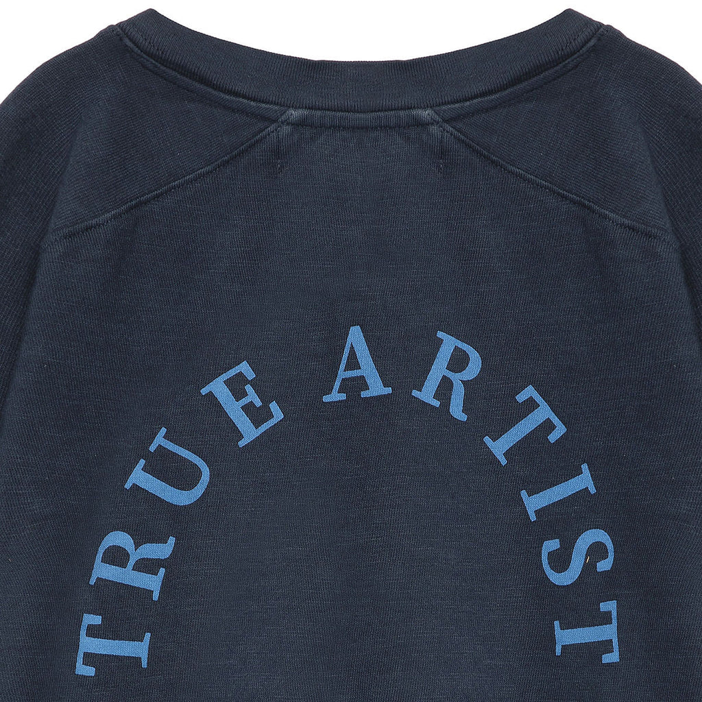 T-Shirt Relaxed En Coton Biologique Bleu Nuit Imprimé Graphique Avec Col Rond Et Épaules Tombantes Pour Enfants De 1 À 13 Ans