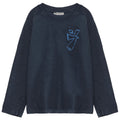 T-Shirt Relaxed En Coton Biologique Bleu Nuit Imprimé Graphique Avec Col Rond Et Épaules Tombantes Pour Enfants De 1 À 13 Ans
