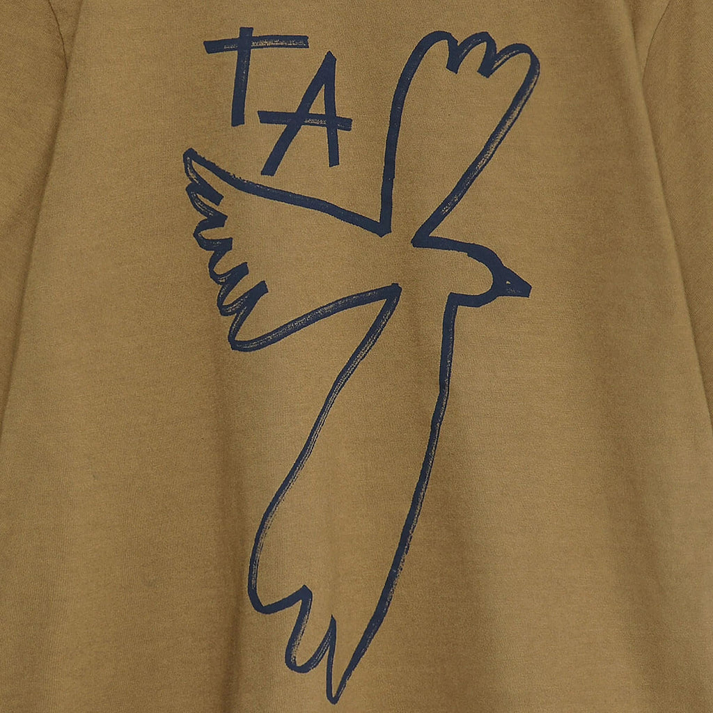 T-shirt ample en coton biologique brun Loutre, avec impression numérotée, coupe carrée et manches courtes, pour enfants de 1 à 13 ans