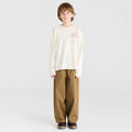 Pantalon décontracté en coton biologique à jambe droite marron loutre, avec taille élastique pour enfants de 1 à 13 ans