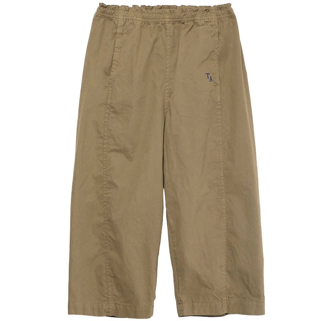 Pantalon décontracté en coton biologique à jambe droite marron loutre, avec taille élastique pour enfants de 1 à 13 ans