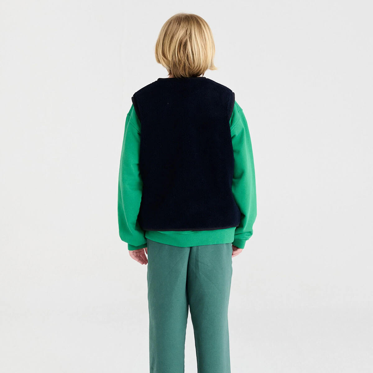 Doudoune sans manches pour enfants de 1 à 13 ans en polyester recyclé, bleu nuit, unie, sportive, légère et chaude