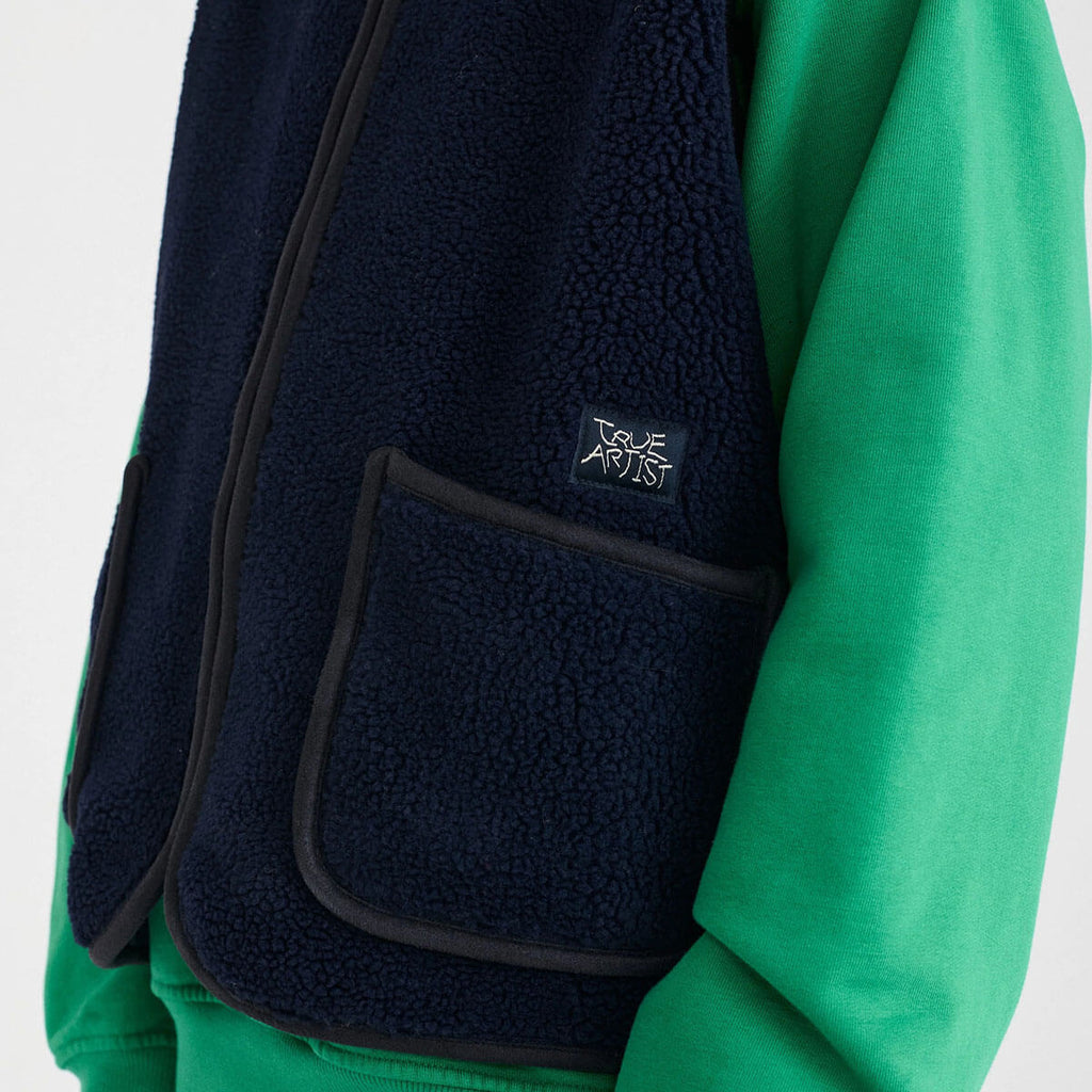 Doudoune sans manches pour enfants de 1 à 13 ans en polyester recyclé, bleu nuit, unie, sportive, légère et chaude