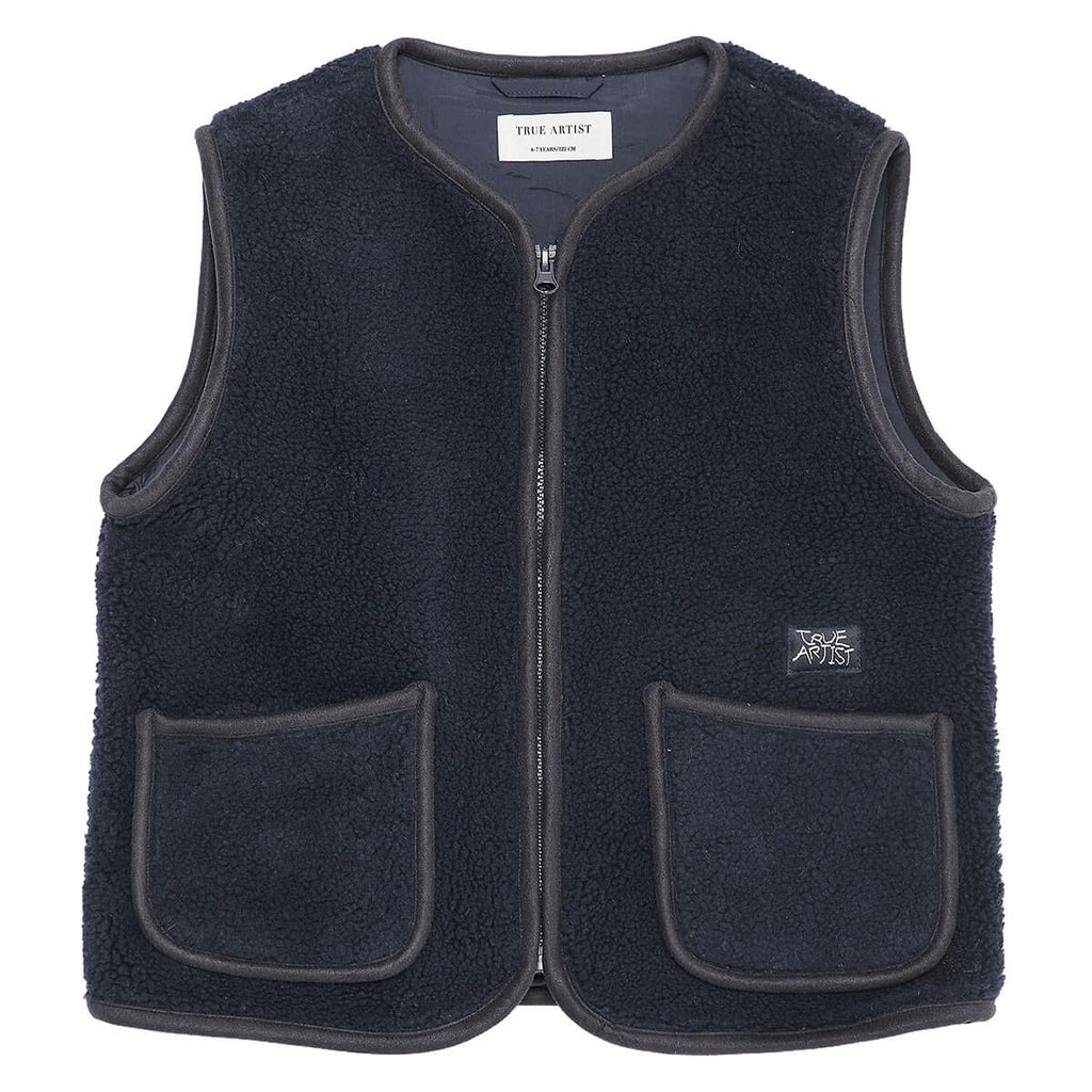 Doudoune sans manches pour enfants de 1 à 13 ans en polyester recyclé, bleu nuit, unie, sportive, légère et chaude